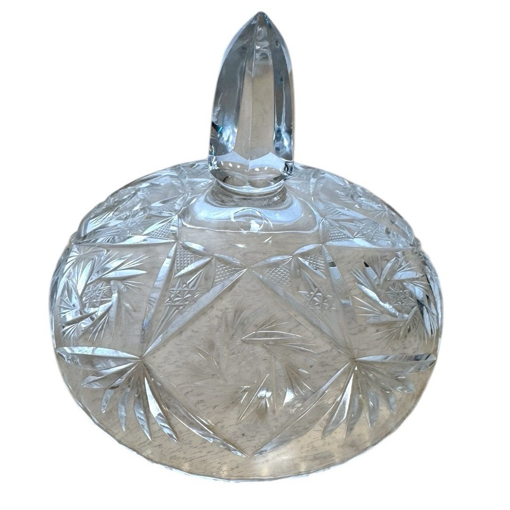 Vintage Cut Crystal Glass Replacement Lid Pinwheel Starburst 5.5 Inch Diameter